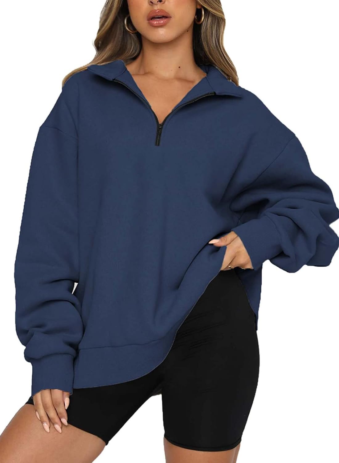 BLENCOT Women's Half Zip Quilted Sweatshirt for Casual Style