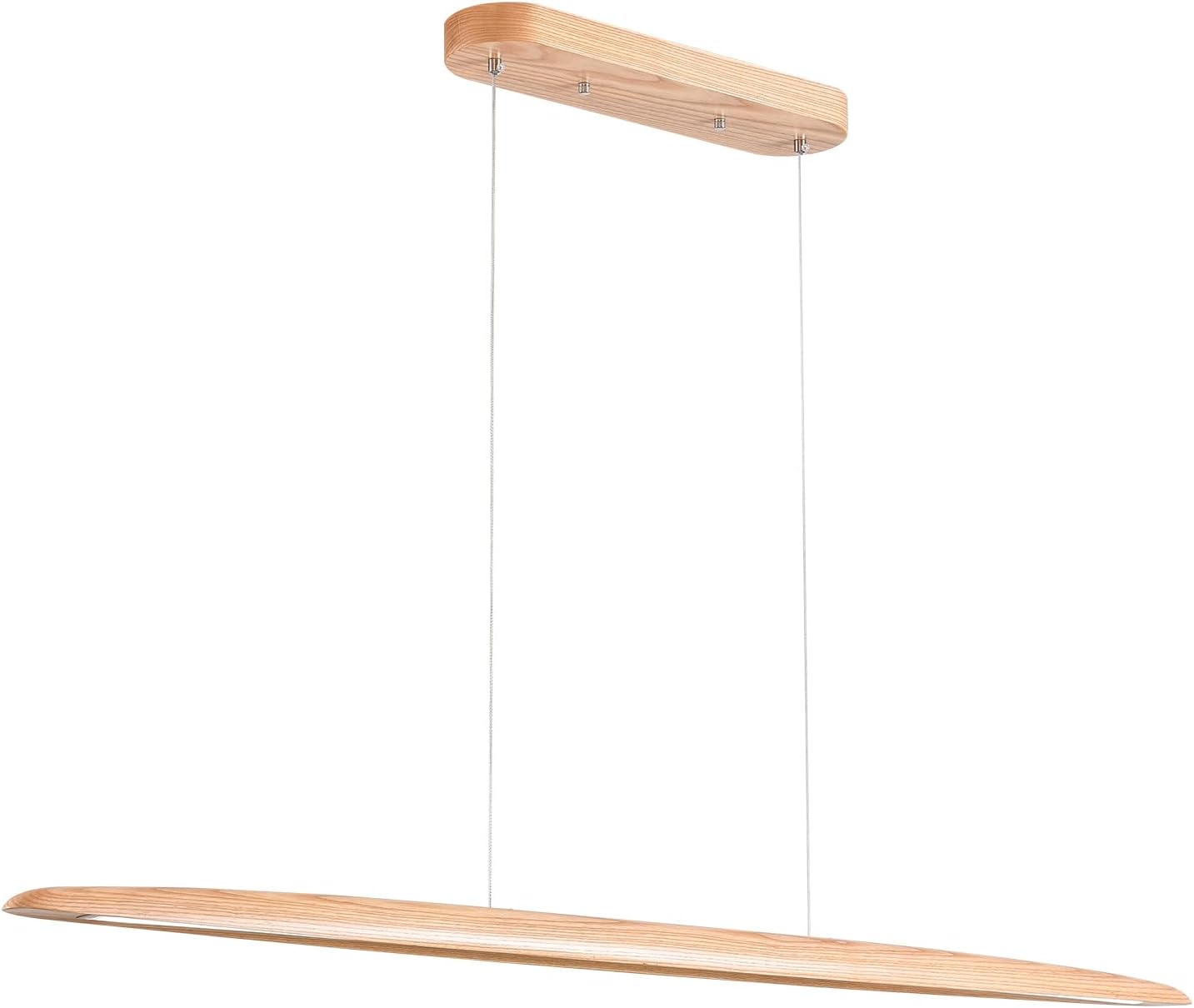 Natural Wood LED Linear Pendant Light for Dining Room and Kitchen