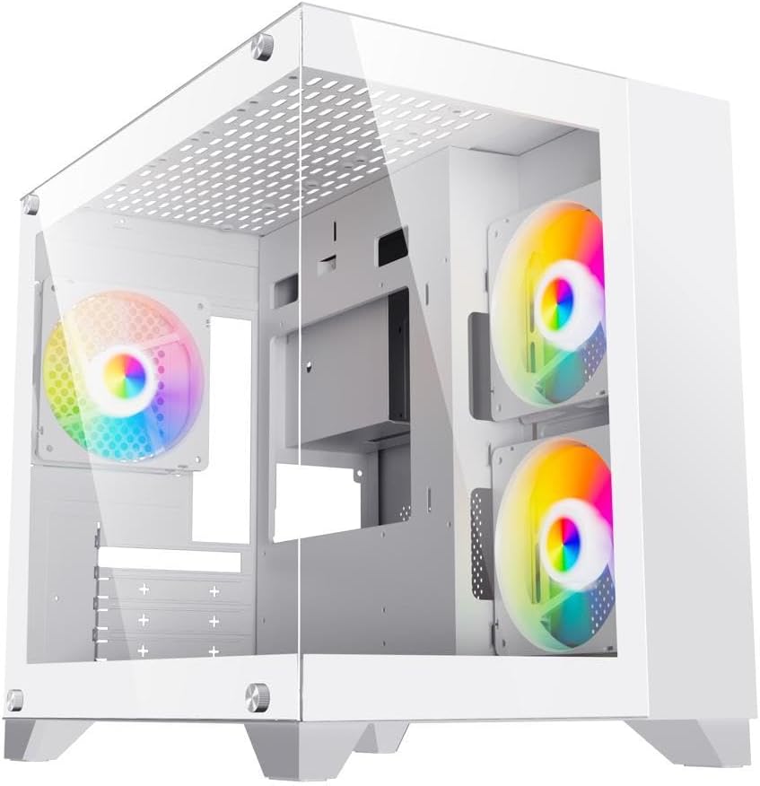 DIYPC DIY-CUBE01-W White Tempered Glass Micro ATX Gaming Case