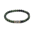 Jade Beads Bracelet, Green Jade and Sterling Silver Beads Bracelet