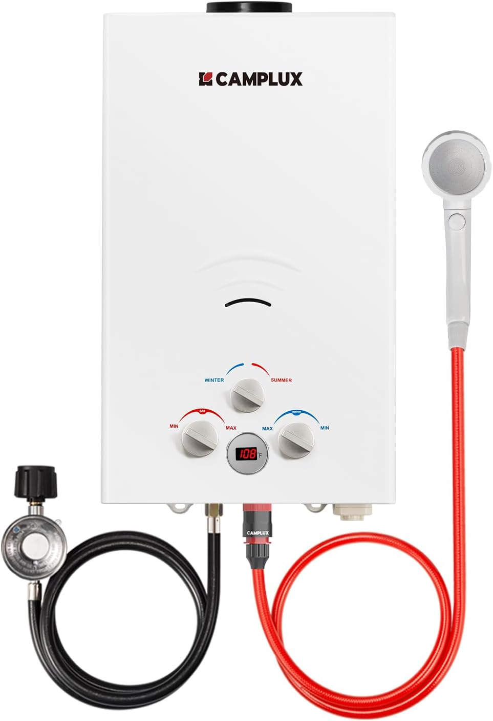 Portable Propane Water Heater for Camping - 2.64 GPM Instant Hot Water