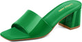 PIZZ ANNU Women's Square Open Toe Low Block Heels (Style DFV6)
