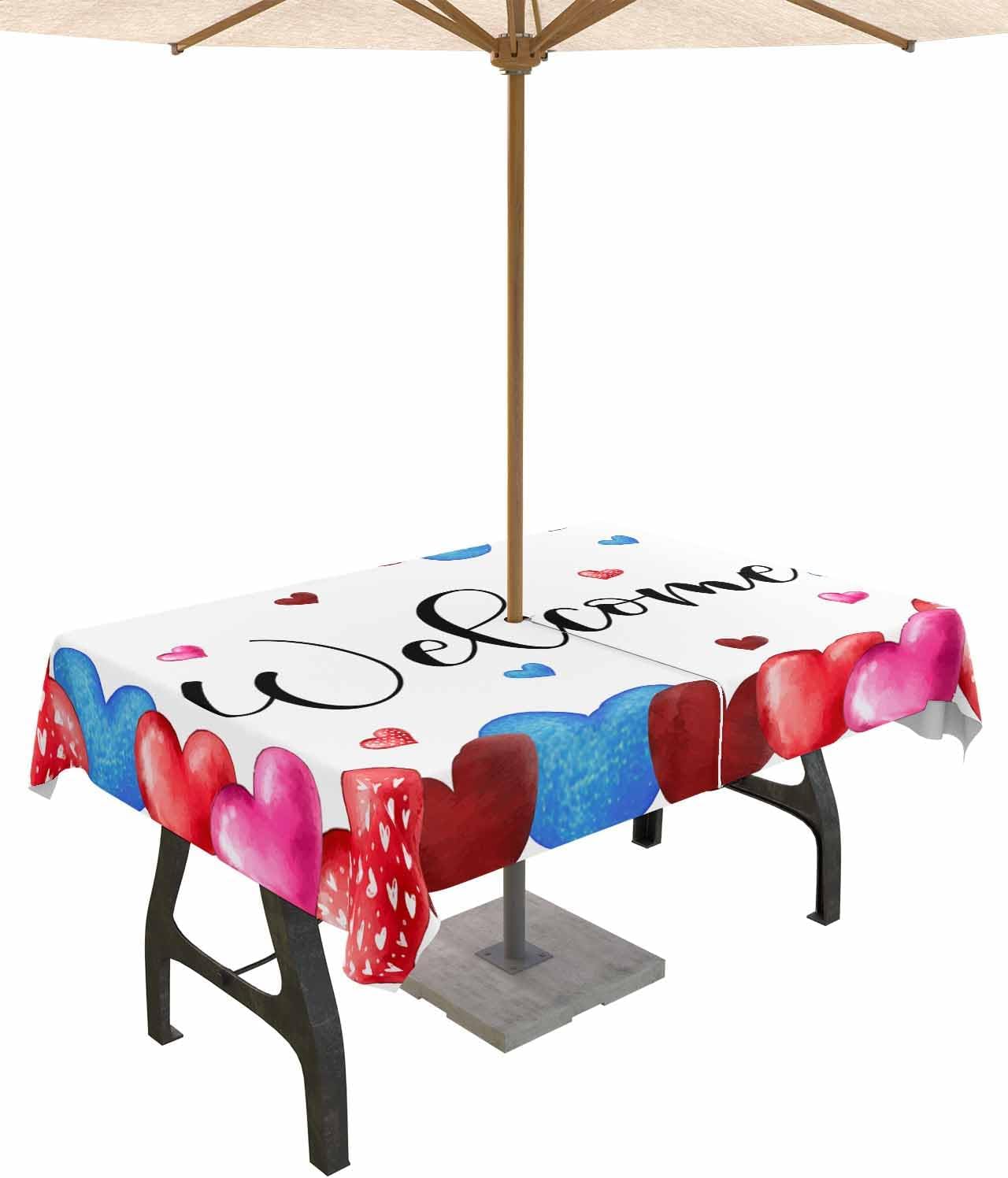 Valentine's Day Waterproof Tablecloth 60x84 - Sketch Love Heart