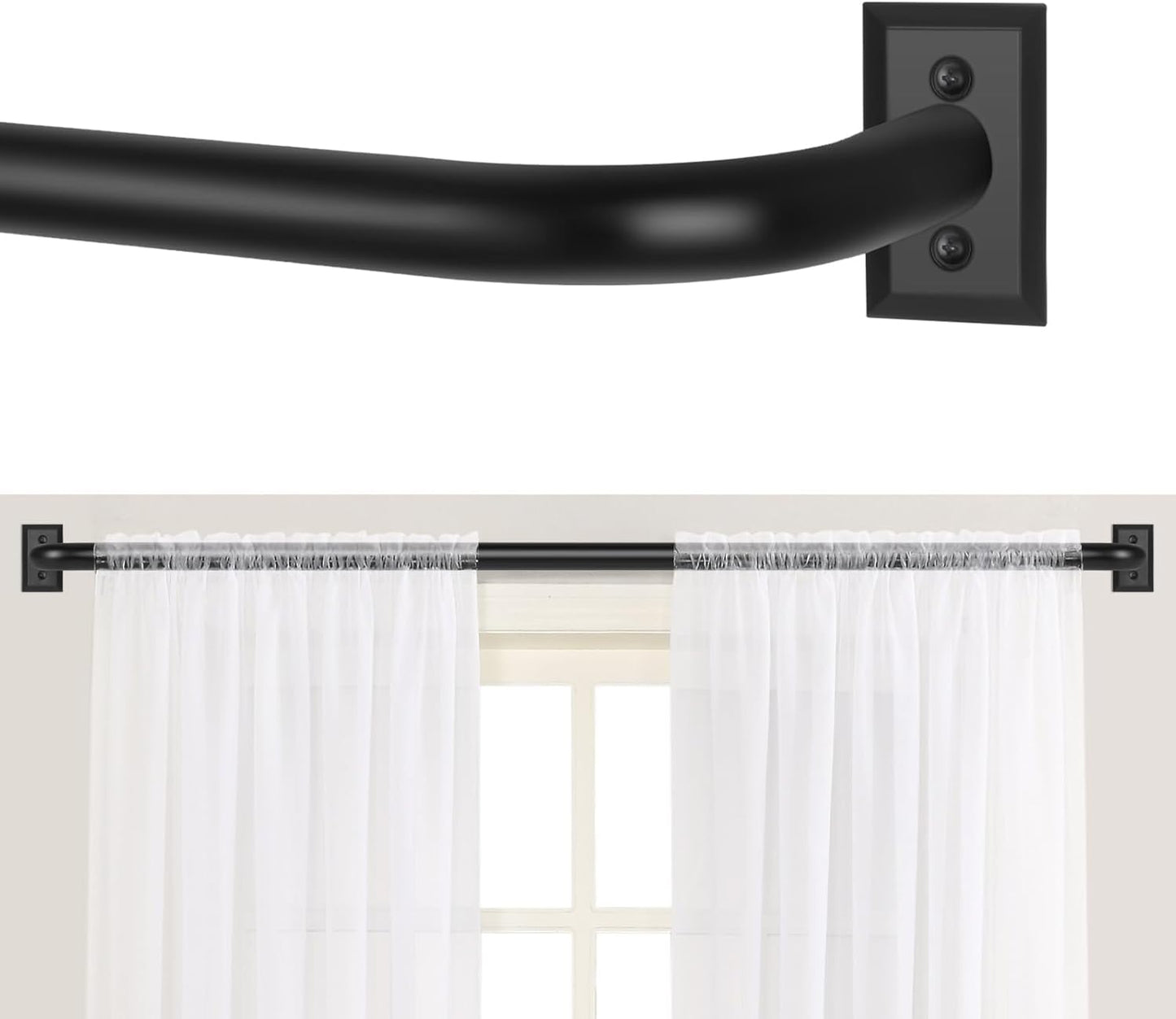 Black Wrap Around Curtain Rods 36 to 72 Inch for Modern Homes