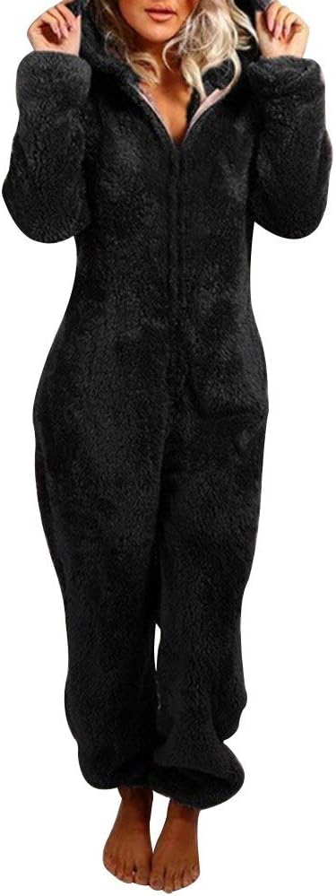 Womens Fleece Onesies Pajamas Jumpsuit for Cozy Comfort