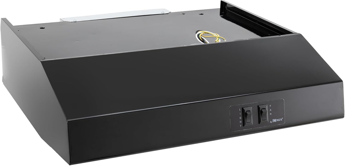 RV Range Hood with Fan and Light | 20in | 12V | Black Finish