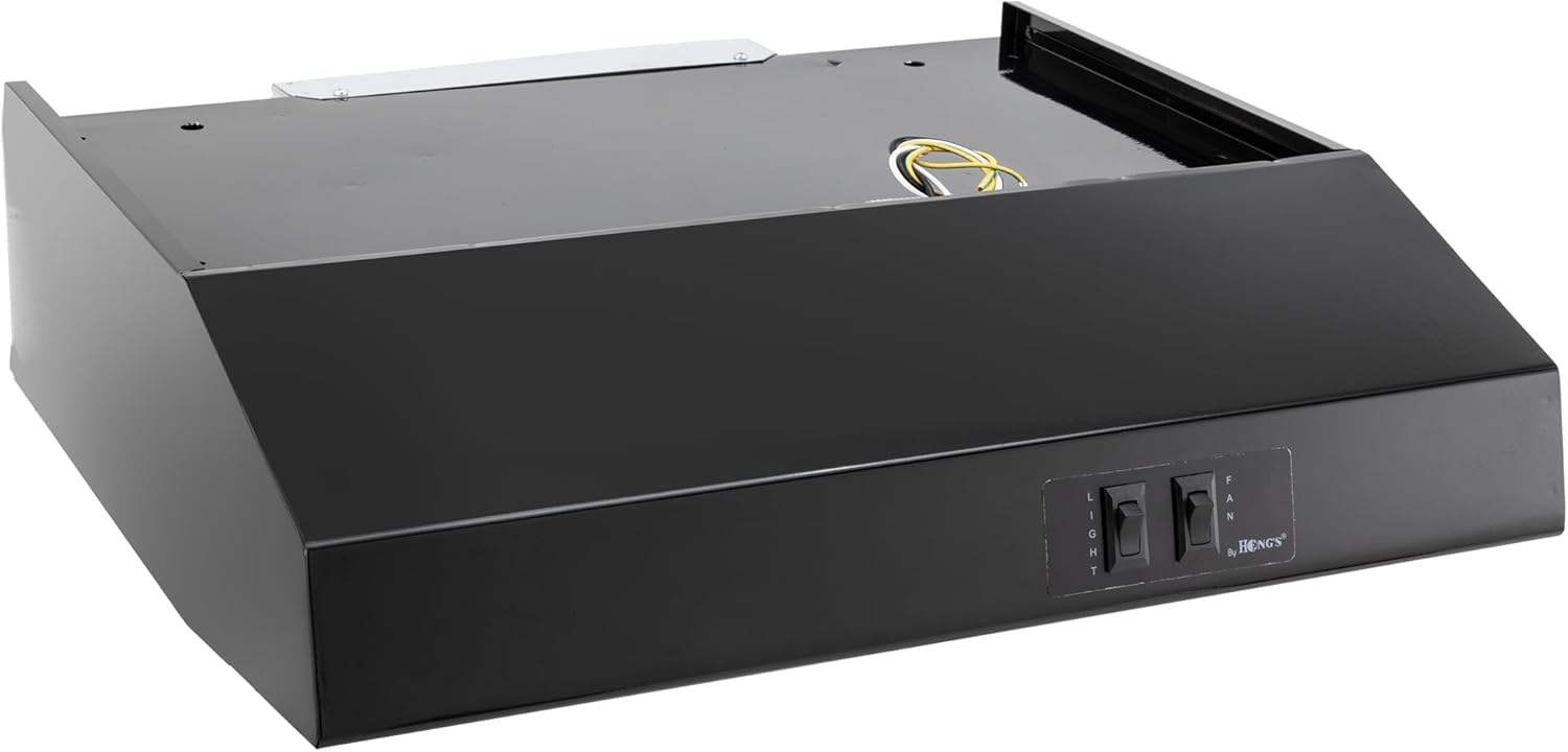 RV Range Hood with Fan and Light | 20in | 12V | Black Finish