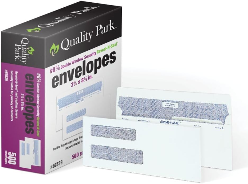 Quality Park Double-Window Security Envelopes for Checks