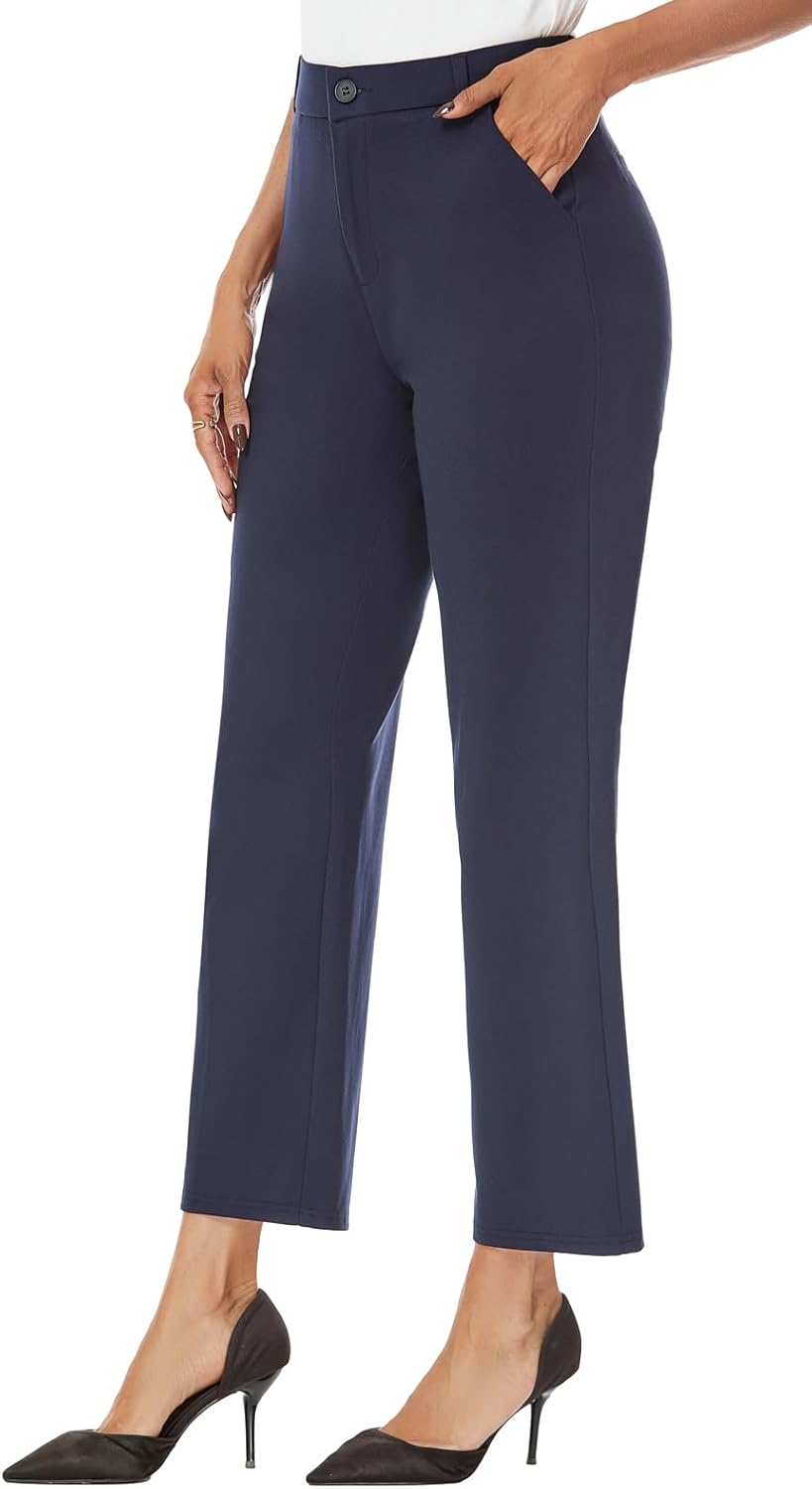 Women's Straight Leg Dress Ankle Pants for Office and Casual Wear