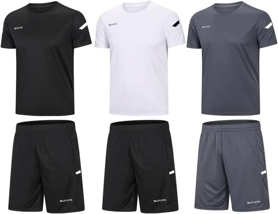 BUYJYA Men's Workout Clothes Athletic Shorts Shirt Set Review