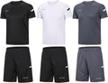 Men's Workout Clothes Athletic Shorts Shirt Set 3 Pack - Quick Dry Fit