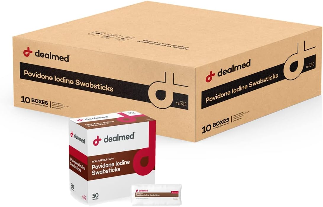 Dealmed Povidone Iodine 10% Swabsticks for Wound Care Kits