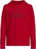 adidas Boys Long Sleeve Cotton Logo Hooded T-Shirt - Comfortable