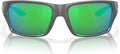 Men's Tailfin Rectangular Sunglasses with Green Mirrored Lenses