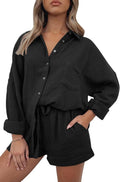 2 Piece Lounge Set for Women Oversized Shirt and Shorts - Comfortable