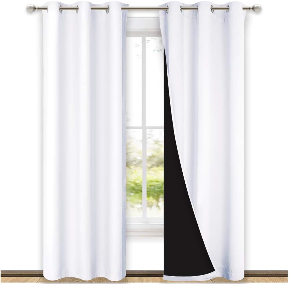NICETOWN White Blackout Curtains for Total Light Blocking