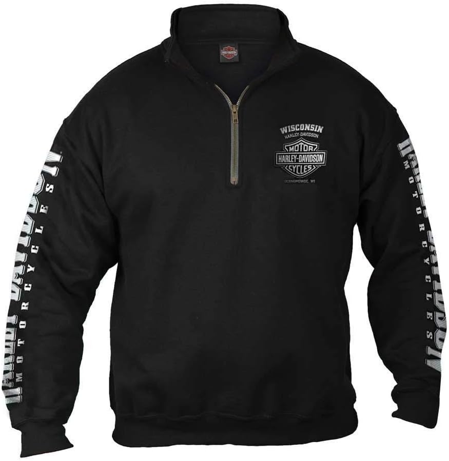 Harley-Davidson Men's Lightning Crest 1/4 Zip Pullover Sweatshirt
