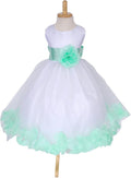 Rose Petal White Tulle Satin Flower Girl Gown - Full-Length