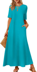 Women's 2025 Summer Maxi Dress Casual Short Sleeve Beach - Lightweight