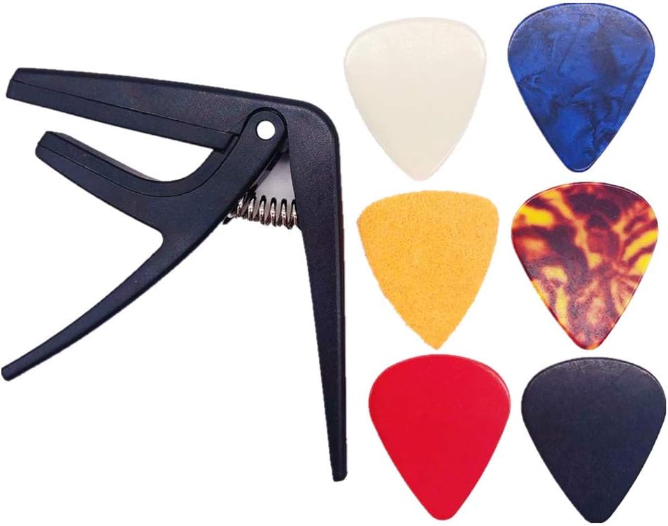 Lightweight Ukulele Capo Set With 6 Picks - Colorful Time