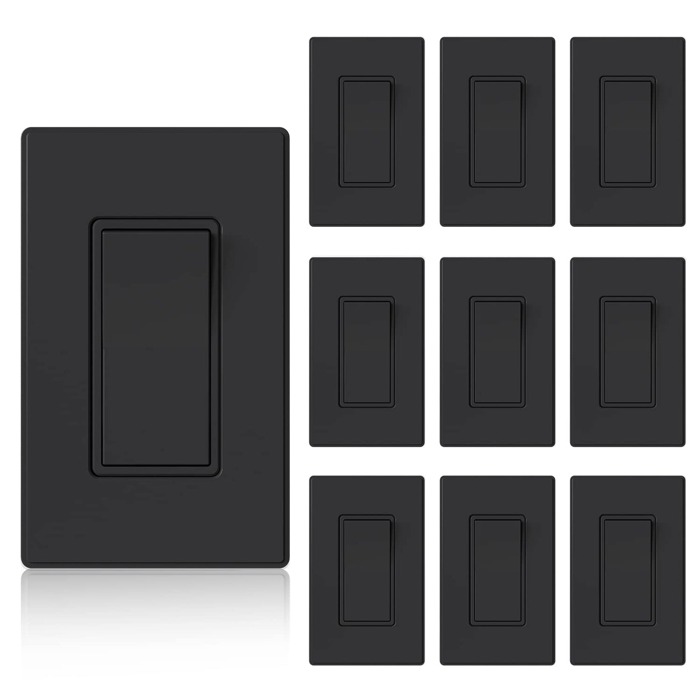 ELEGRP Matte Black 3 Way Decorative Light Switch for Home Use