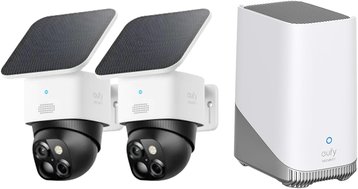 eufy SoloCam S340 2-Cam Pack: Solar Powered, 360 Pan & Tilt, No Fees