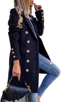 Womens Wool Double Breasted Midi Peacoat - Warm Fall Trench