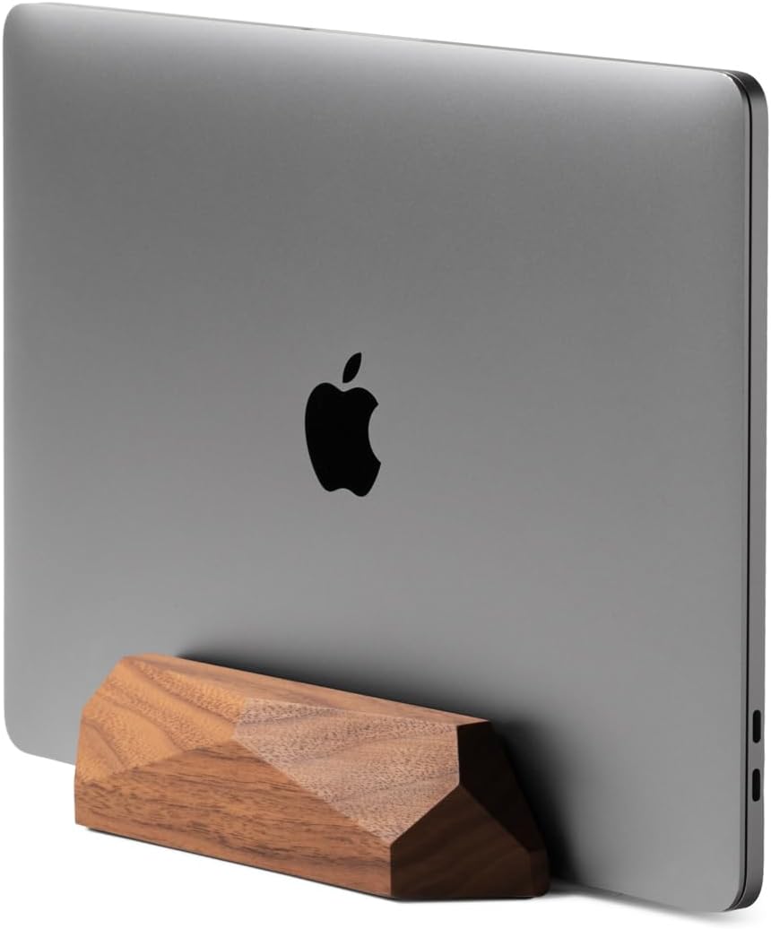 Oakywood Vertical Laptop Stand - Handmade Wooden Dock for Desk