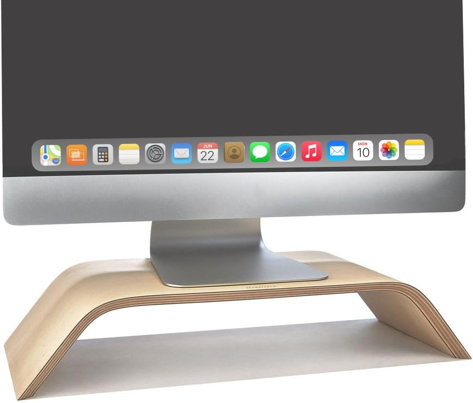 Premium Wooden Computer Monitor Stand for Desk Ergonomic Riser