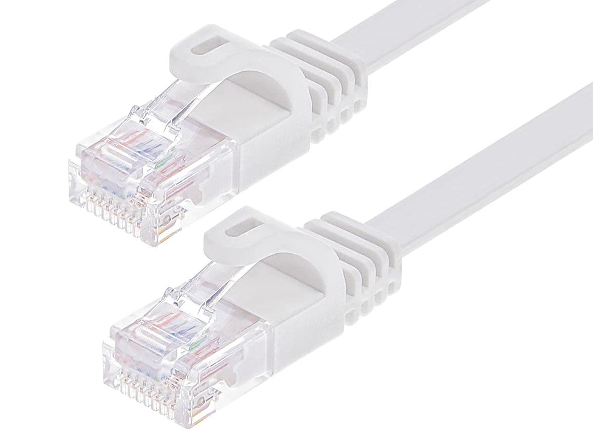 Monoprice 14ft White Flat Patch Cable - Pure Copper, Snagless RJ45