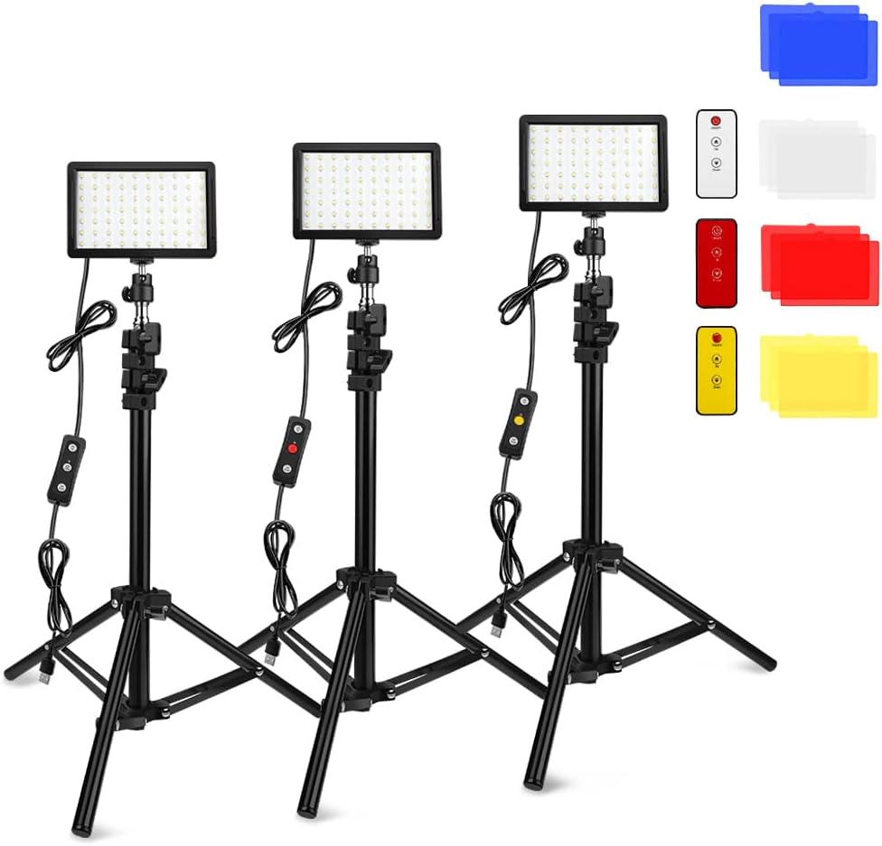 3 Packs 70 LED Video Light Kit for YouTube Photography and More