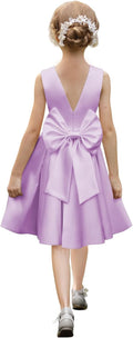Satin Flower Girl Dresses with Bow Pearls - Floor-Length Princess