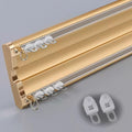White Double Curtain Track Set for Stylish Window Decor ~ Gold, 120cm