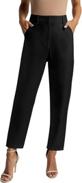 Women High Waisted Dress Work Ankle Pants - Professional Slim Leg