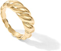 PAVOI 14K Gold Plated Croissant Dome Ring - Bold Stackable Style