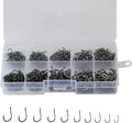 300pcs Small Fishing Hooks Black High Carbon Set - Small Sizes