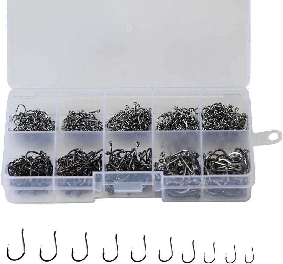 300pcs Small Black Fishing Hooks Set for Versatile Fishing ~ Laxygo