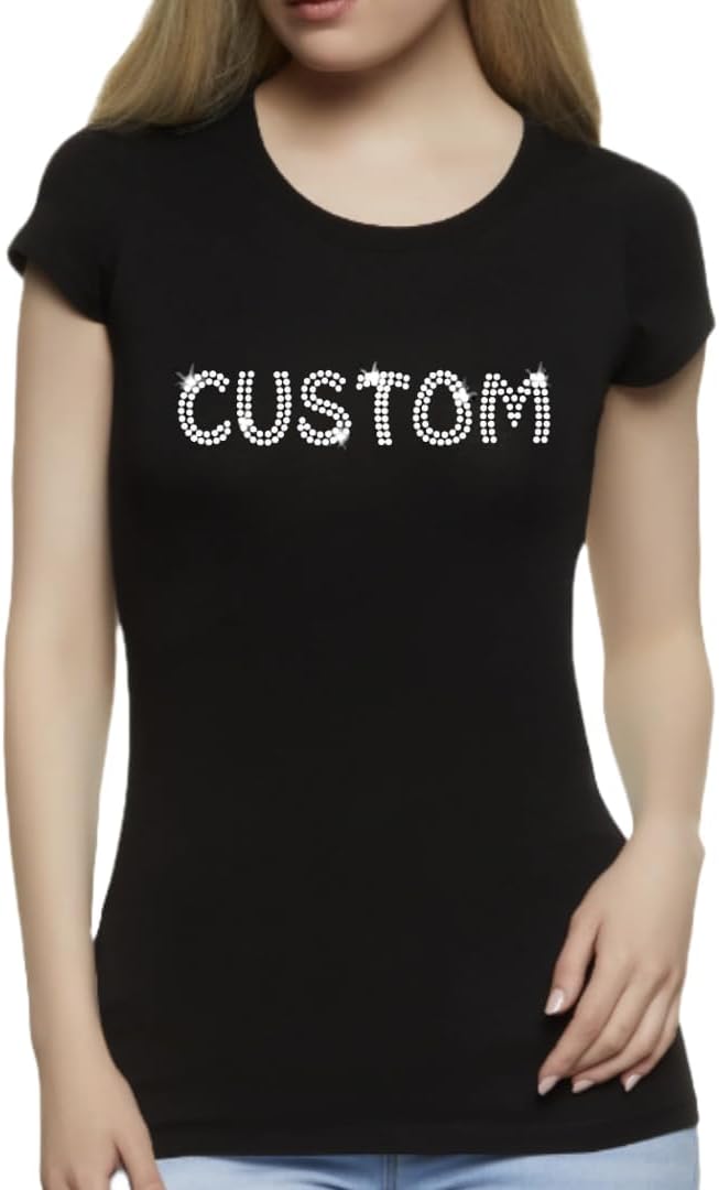 Custom Rhinestone Bling T-Shirt for Women - Personalized Sparkle