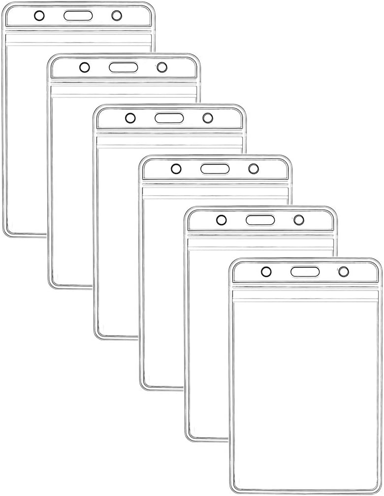 Vertical ID Badge Holders - Waterproof Clear Plastic Pouches