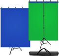 Blue Green Screen Backdrop Kit 7x5ft with Adjustable Stand - Dual