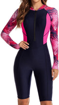Women Rash Guard One Piece Swimsuit Long Sleeve Boyleg - UPF 50 Front