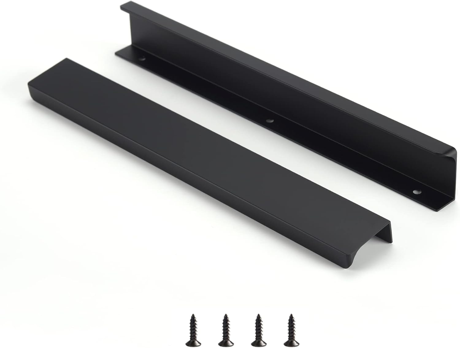 Satanga Edge Black Finger Pulls for Cabinets - Modern 10in Design