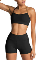 Women's 2 Piece High Waisted Workout Set - Biker Shorts & Crop Bra