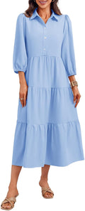 Wenrine Women's Versatile 3/4 Sleeve Shirt Dress for Every Occasion