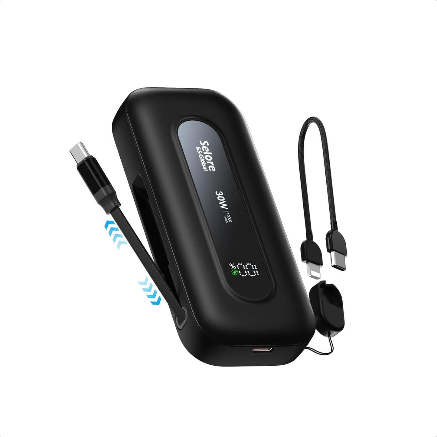 Fast Charge 30W Power Bank with Retractable Cable