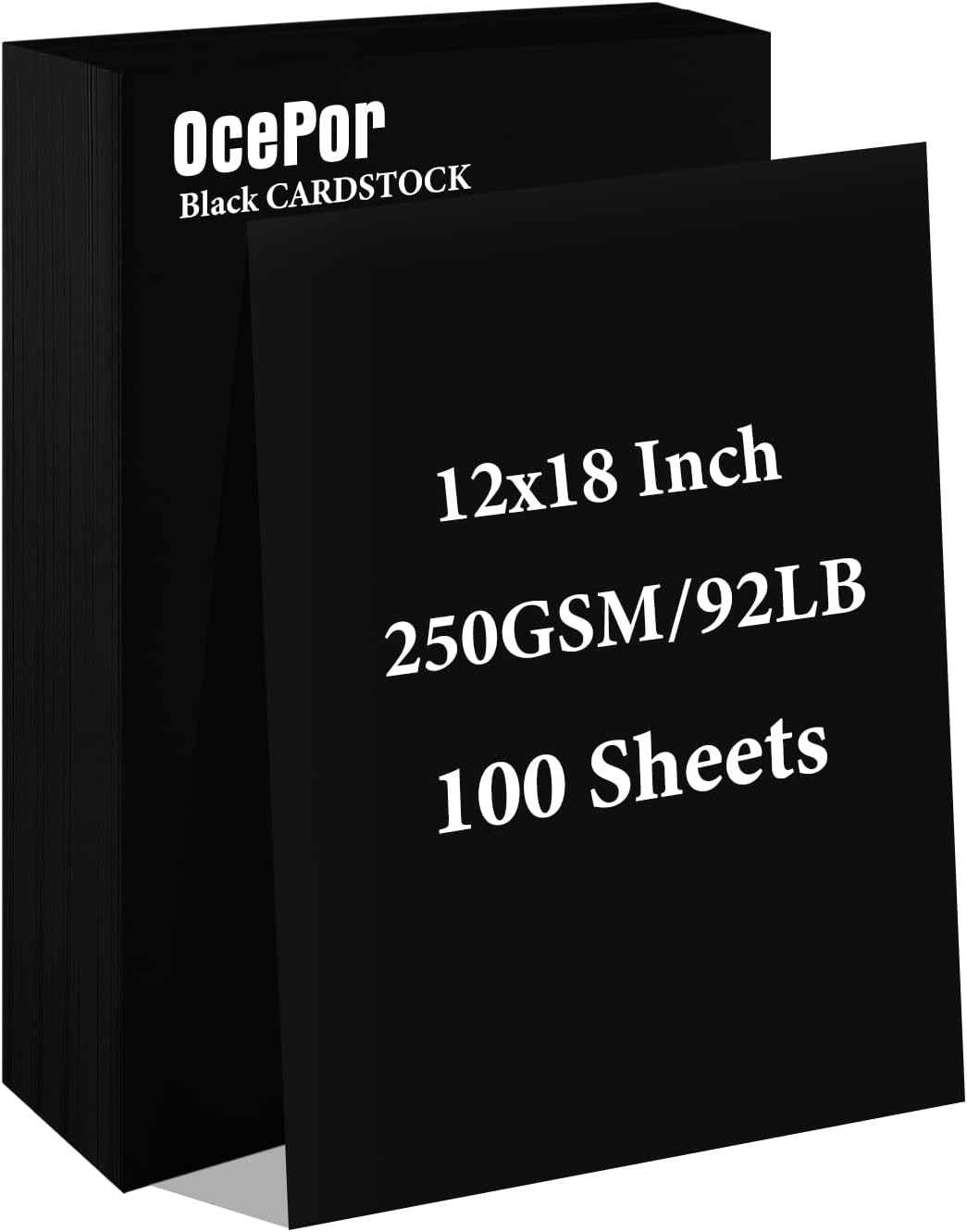 OcePor Black Cardstock 12 x 18, 100 Sheets for Crafts & Art