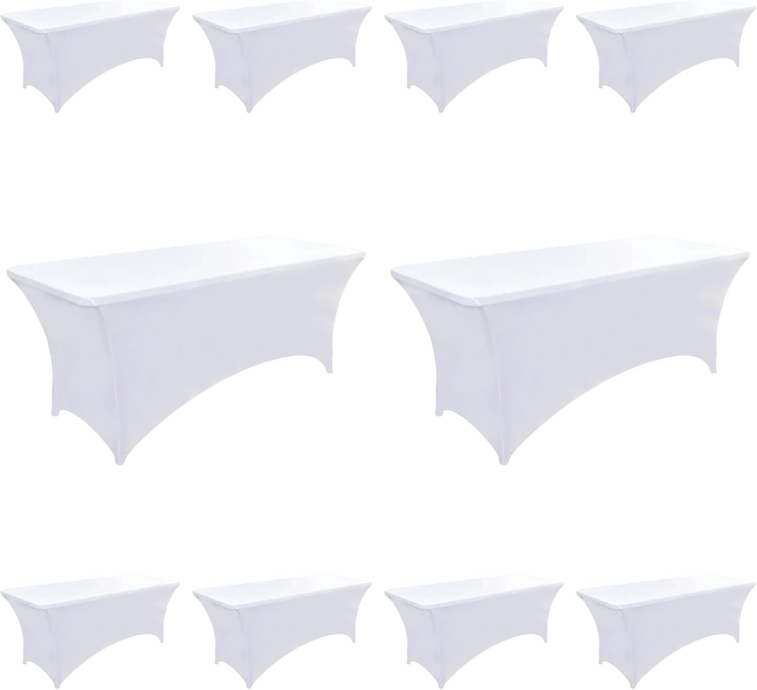 10-Pack 6ft White Spandex Table Covers for Events and Parties