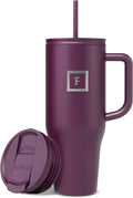 Insulated Travel Mug with Straw & Flip Lid - Fits Cup Holders, 40 Oz