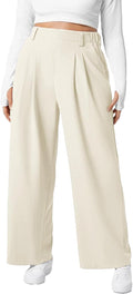 Plus Size Wide Leg Dress Pants for Women - High Waisted Cozy Waffle