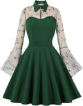 Women's Black Vintage Polka Dot 1950s Retro A-Line Swing Dress